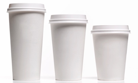 Small, medium and large disposable coffee cups