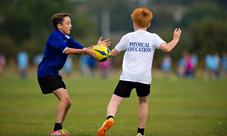 School children PE lesson