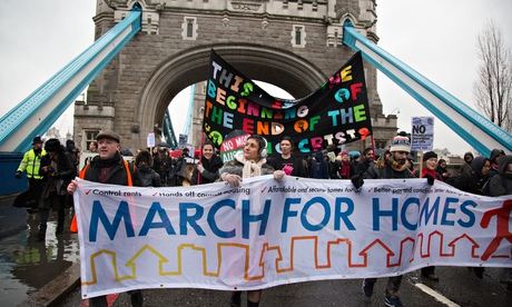 Campaigners march on City Hall to demand solution to housing crisis