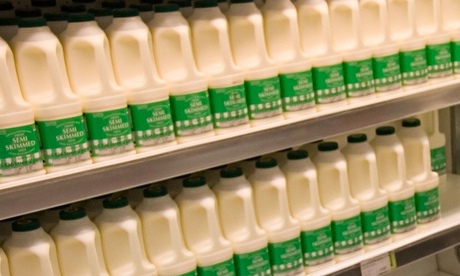 Cartons of milk in supermarket 