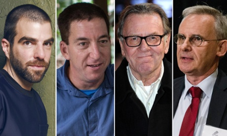 Zachary Quinto, Glenn Greenwald, Tom Wilkinson and Ewan MacAskill