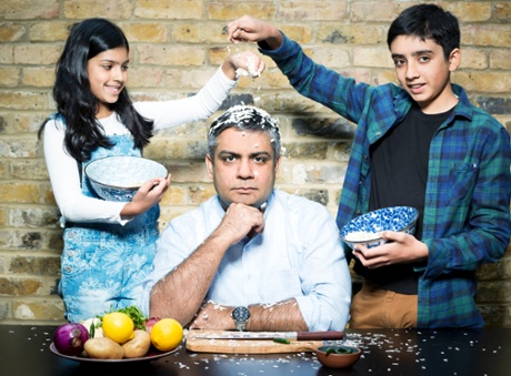 Vivek Singh with daughter Maya and son Eshaan.