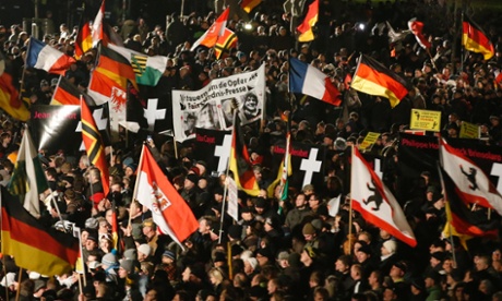 A Pegida demonstration in Dresden in January.