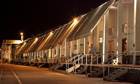Bars and restaurants at Beton Hala on the waterfront in Belgrade.