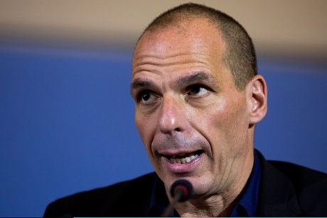 New Greek Finance Minister Yanis Varoufakis attend a press conference with German Finance Minister Wolfgang Schaeuble following talks on February 5, 2014 in Berlin, Germany.