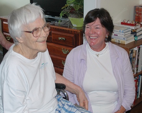 Harper Lee, left, with the actor Mary Badham, who played the young Scout in the film adaptation of To Kill a Mockingbird.