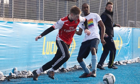 The celebratory five-a-side match in London's Edmonton was refereed by Tottenham coach and former midfielder Steffen Freund.