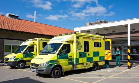 Ambulances outside a hospital
