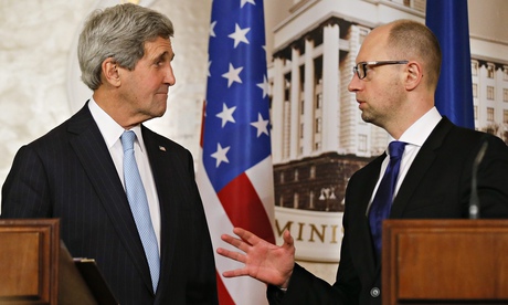 John Kerry and Arseniy Yatsenyuk in Kiev