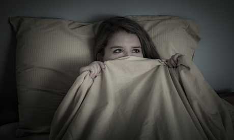 Young girl afraid of dark