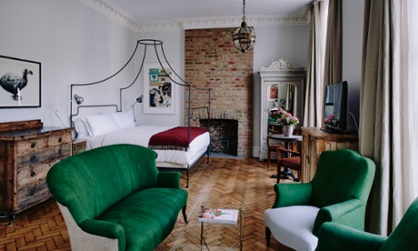 One of the uniquely styled bedrooms at Artist Residence in Pimlico, London