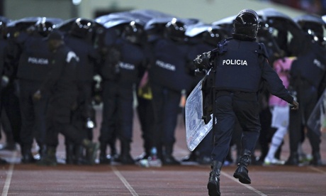 Riot police at Equatorial Guinea-Ghana- game