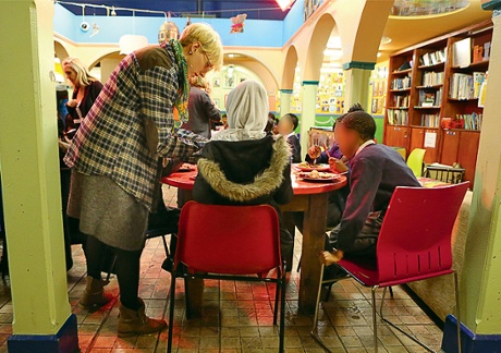 Children during dinner service.