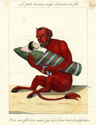 Bonaparte and the British: Le Petit Homme Rouge Berçant Son Fils (1814) by anonymous.