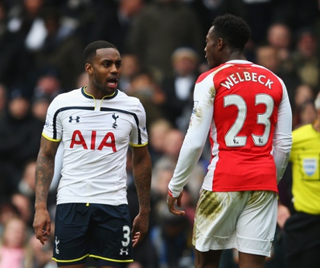 Danny Rose and Danny Welbeck exchange words and no doubt expletives.