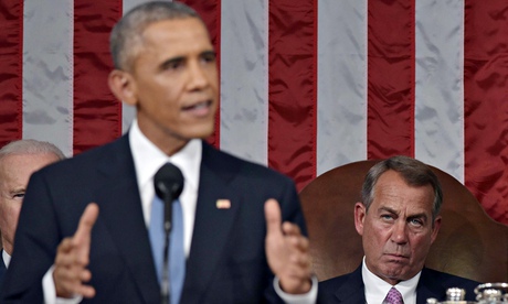 John Boehner listens as Barack Obama delivers the State of the Union address last month