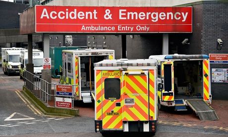 Ambulances outside A&E department, Glasgow Royal Infirmary