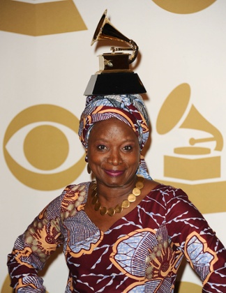 Angelique Kidjo poses with her Grammy.