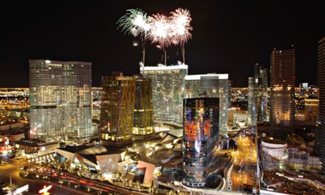 Fireworks mark the opening of the Aria hotel-casino, centrepiece of the $8.5 billion CityCenter project, in 2009.