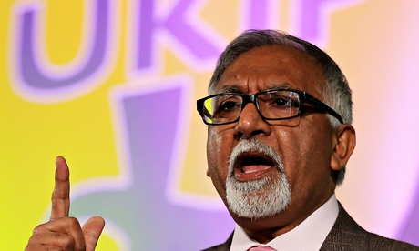 Amjad Bashir MEP speaking on a Ukip platform, 2014: he has now defected to the Conservatives. Photog