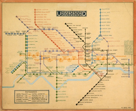 Original drawing for the diagrammatic Tube map by  Henry Beck, 1931