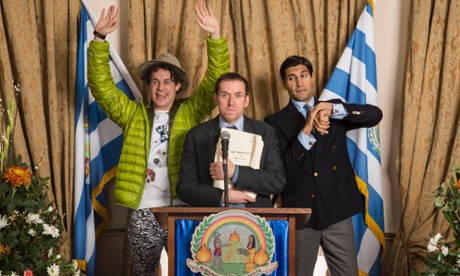 Dustin Demri Burns, Ben Mille and Kayvan Novak in Asylum.