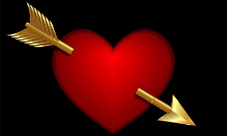 Valentine's heart with a golden arrow