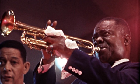 Louis Armstrong: he distributed cards advertising his laxative of choice. Photograph: Ronald Grant A