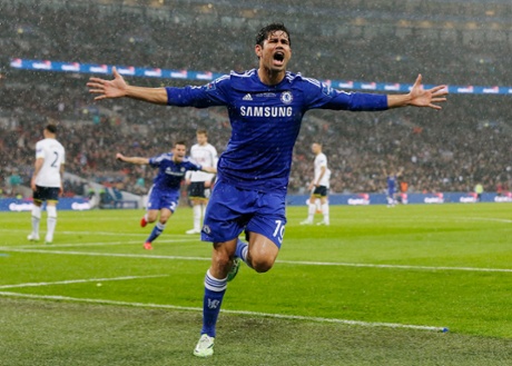 Diego Costa celebrates and claims the second goal.