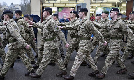 The Royal Logistic Corps march in Chippenham 