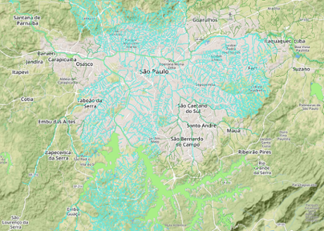 Mapping the rivers of São Paulo. The network of buried rivers and streams totals more than 3,000 km.