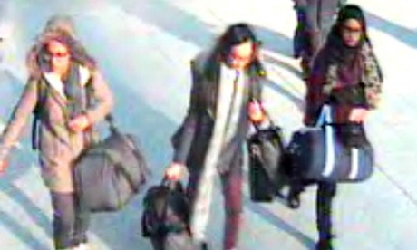 Handout still taken from CCTV issued by the Metropolitan Police of (left to right) 15-year-old Amira Abase, Kadiza Sultana,16 and Shamima Begum,15 at Gatwick airport, before they caught their flight to Turkey.
