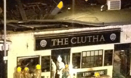 A picture tweeted by Jan Hollands of the Clutha bar helicopter crash in Glasgow, on Friday November 29, 2013. It's owner, Alan Crossan, plans to partially reopen the bar in May.