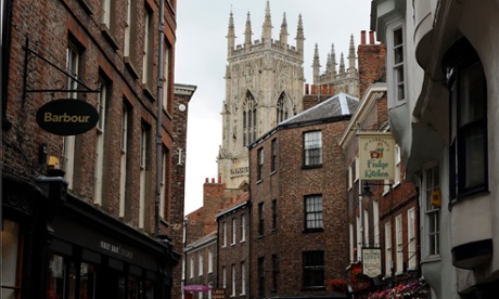 York Minster seen from a city street.