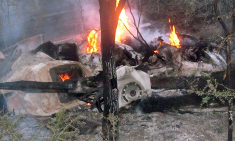 Scene of the fatal helicopter crash in Argentina.