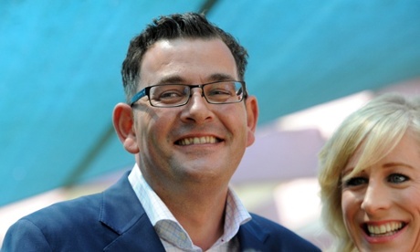 Labor leader Daniel Andrews and his wife Catherine.