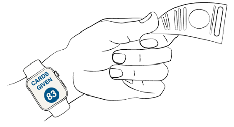 Drawing showing how social impact could be logged on your smartwatch