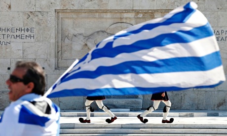 Man wearing a Greek flag