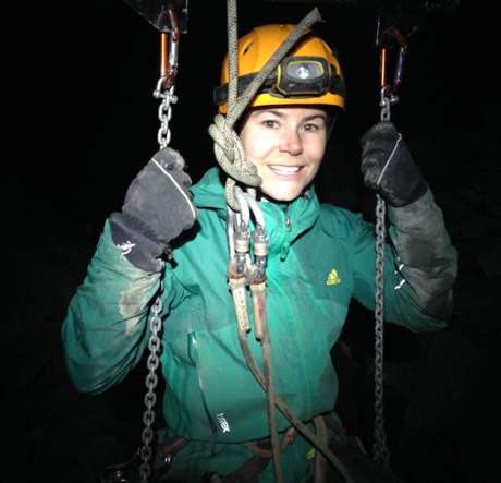 Rachel Dixon prepares for the zipline ride