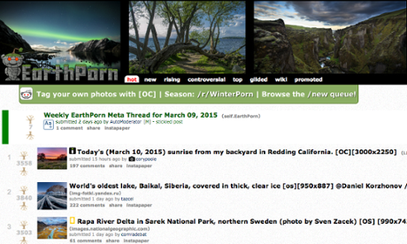 The front page of /r/EarthPorn.