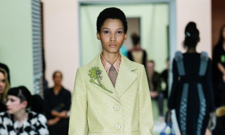 Lineisy Montero on the Prada catwalk.