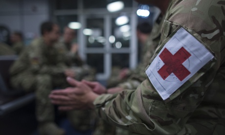 British army medics waiting to fly to Sierra Leone last October.