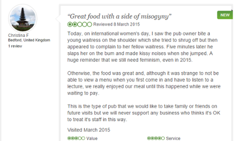 Review posted by Christina Fowler, which was later deleted.