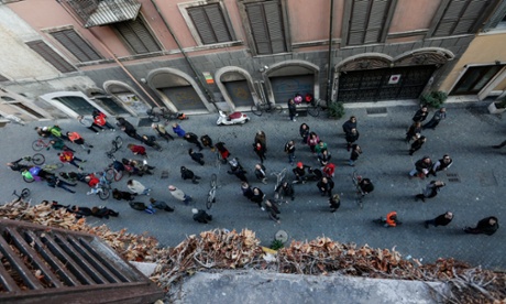 Campaigners stage a flash-mob protest in Via Urbana