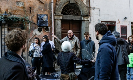 Campaigners remonstrate with a motorcyclist during the recent flash-mob protest.