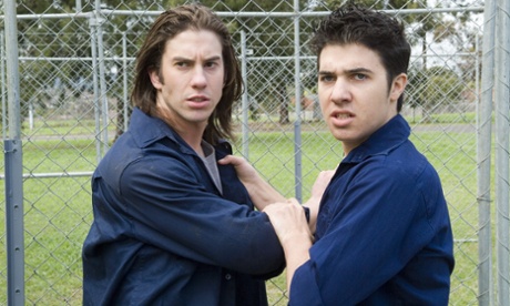Damien Bodie as Dylan and Ben Nicholas as Stingray in Neighbours