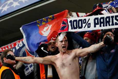 Passionate Paris St Germain fans before the match.
