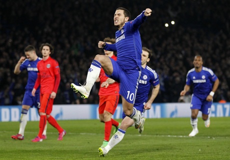 Eden Hazard celebrates.