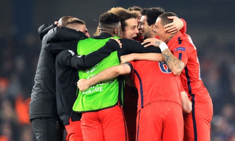 PSG celebrates victory on the away goal rule.