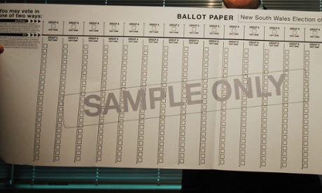 NSW ballot paper